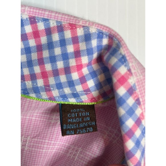 Tattersall London Mens Long Sleeve Size XL Button Up Pink Check Shirt - Picture 5 of 6